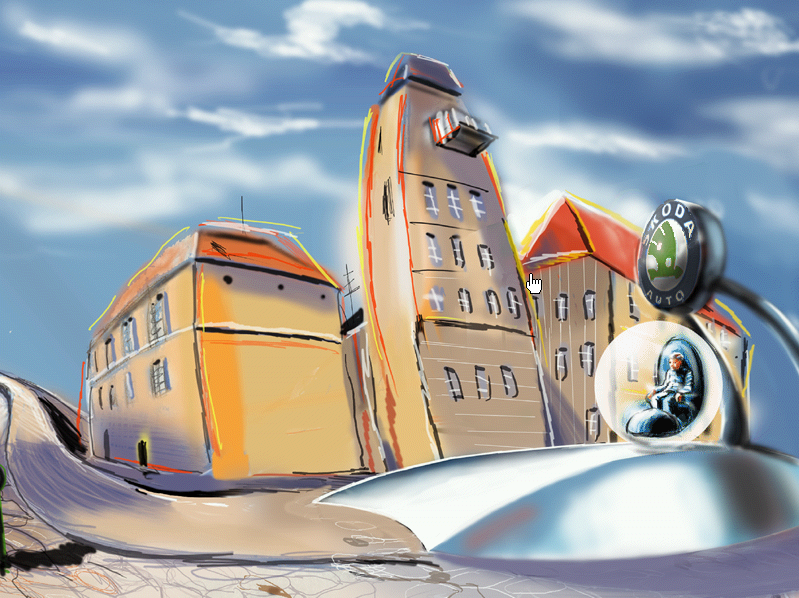 Screenshot ze hry zobrazující automobil budoucnosti