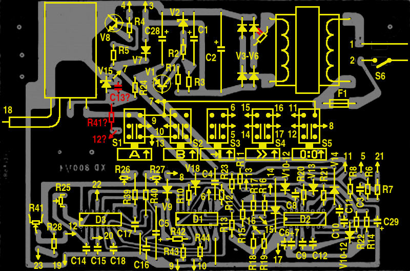Rozložení součástek na desce